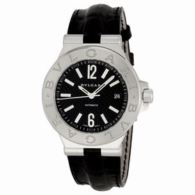 Bvlgari Diagono Black Dial Black Alligator Leather Strap Automatic Men's Watch 101621