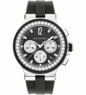 Bvlgari Diagono Black Diamond Dial Chronograph Ladies Watch 101756