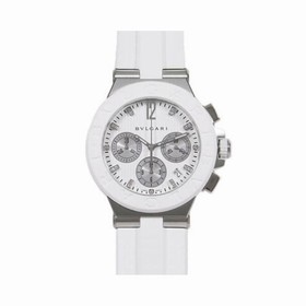 Bvlgari Diagono Silver DIal White Rubber Men's Watch DG40WSWVDCH-11
