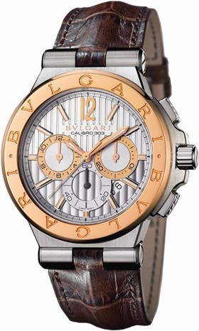 Bvlgari Diagono Silvered Dial Chronograph Men's Watch 101879