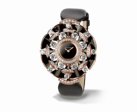 Bvlgari Diva Black Lacquered Dial Black Satin Strap Quartz Ladies Watch 102216