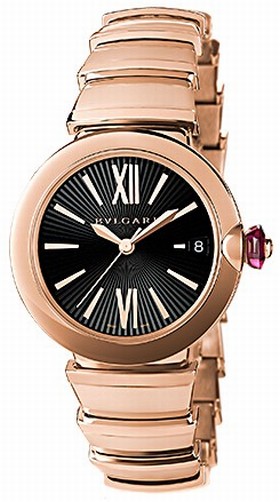 Bvlgari LVCEA Black Opaline Dial 18k Pink Gold Automatic Ladies Watch 102190