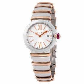 Bvlgari LVCEA Silver Opaline Dial 18k Pink Gold and Steel Ladies Watch 102193