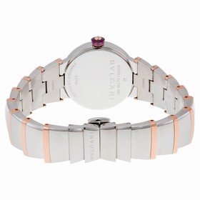 Bvlgari LVCEA Silver Opaline Dial 18k Pink Gold and Steel Ladies Watch 102193