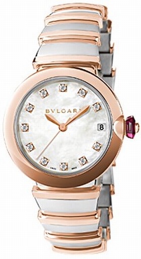 Bvlgari LVCEA White Mother-of-Pearl Diamond Dial Automatic Ladies Watch 102198