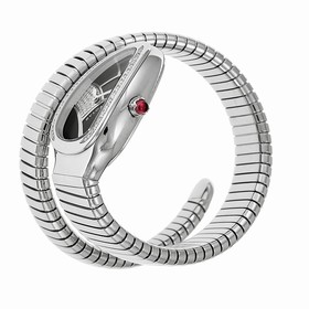 Bvlgari Serpenti Black Dial Stainless Steel Diamond Ladies Watch 101984