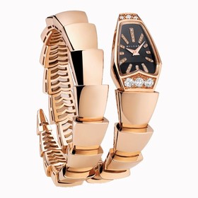 Bvlgari Serpenti Black Sapphire Dial 18kt Pink Gold Diamond Ladies Watch SPP26BGD1GD-1T