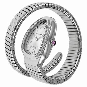 Bvlgari Serpenti Diamond Silver Dial Stainless Steel Ladies Watch SP35C6SDS.1T