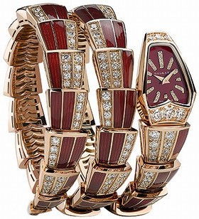 Bvlgari Serpenti Jewellery Red Lacquered Dial Quartz Ladies Watch 102113