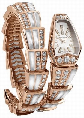 Bvlgari Serpenti Jewellery White Mother-of-Pearl Diamond Dial Quartz Ladies Watch 102124