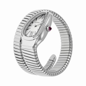 Bvlgari Serpenti Silver Dial Steel Bracelet Ladies Watch 101827