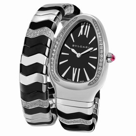 Bvlgari Serpenti Spiga Black Lacquered Dial Quartz Ladies Watch 102129