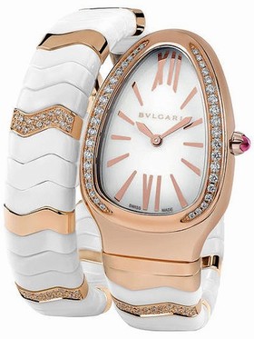 Bvlgari Serpenti Spiga White Lacquered Dial Quartz Ladies Watch 102202
