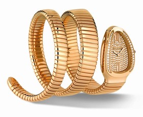 Bvlgari Serpenti Tubogas 18k Pink Gold Diamond Pave Dial Quartz Ladies Watch 101956