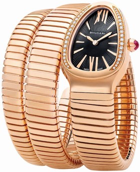 Bvlgari Serpenti Tubogas Black Opaline Dial 18k Pink Gold Quartz Ladies Watch 101814