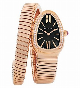Bvlgari Serpenti Tubogas Black Opaline Dial 18k Pink Gold Quartz Ladies Watch 101815