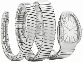 Bvlgari Serpenti Tubogas Silver Opaline Dial Quartz Ladies Watch 101910