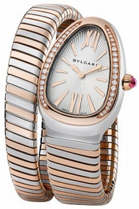 Bvlgari Serpenti Tubogas Silver Opaline Dial Quartz Ladies Watch 102237
