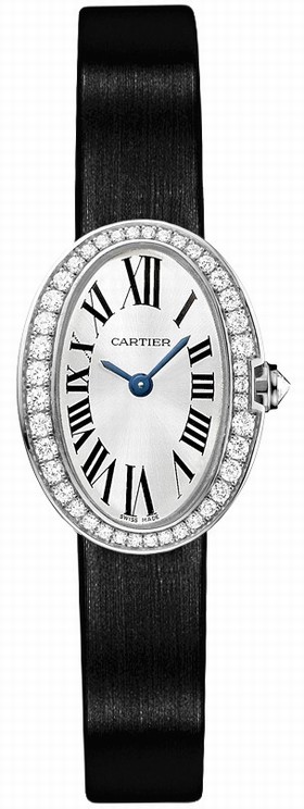 Cartier Baignoire Mini Model Diamond Bezel 18 kt White Gold Ladies Watch WB520027