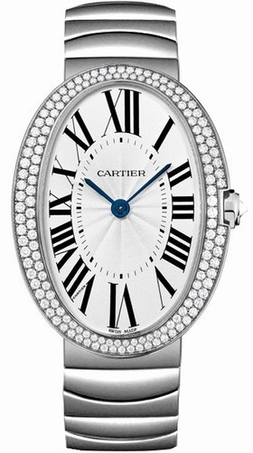 Cartier Baignoire Silver Dial 18kt White Gold Unisex Men's Watch WB520010