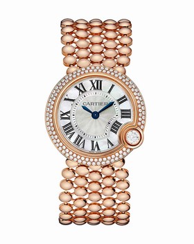 Cartier Ballon Blanc de Cartier Flinque in Mother of Pearl Dial Diamond 18k Rose Gold Ladies Watch WE902071