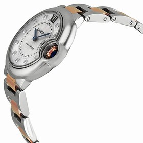Cartier Ballon Bleu Automatic Diamond Rose Gold and Stainless Steel Ladies Watch WE902044