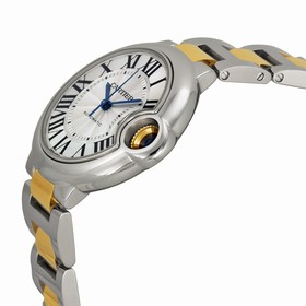 Cartier Ballon Bleu Automatic Silver Dial 18Kt Yellow Gold Ladies Watch W2BB0002