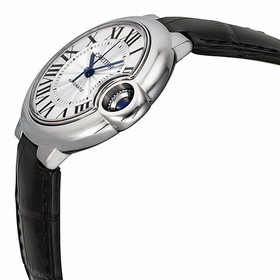 Cartier Ballon Bleu Automatic Silver Dial Stainless Steel Black Leather Ladies Watch W6920085
