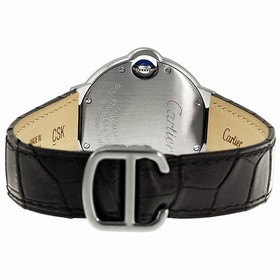 Cartier Ballon Bleu Automatic Silver Dial Stainless Steel Black Leather Ladies Watch W6920085