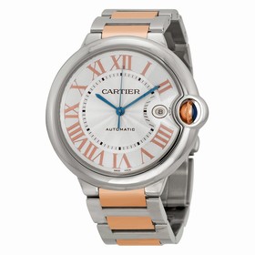 Cartier Ballon Bleu De Cartier Silver Dial Stainless Steel and 18kt Pink Gold Watch W6920095