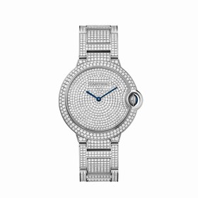 Cartier Ballon Bleu Diamond Pave Dial 18kt White Gold Unisex Watch HPI00581