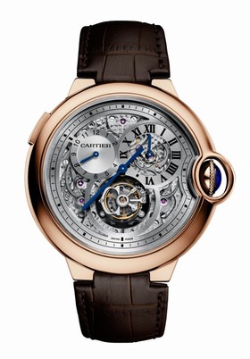 Cartier Ballon Bleu Flying Tourbillon Second Time Zone 18 kt Rose Gold Men's Watch W6920045