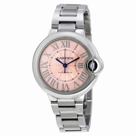 Cartier Ballon Bleu Pink Dial Stainless Steel Automatic Ladies Watch W6920100