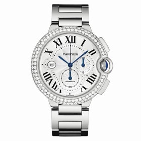 Cartier Ballon Bleu Silver Dial 18kt White Gold Automatic Men's Watch WE902001