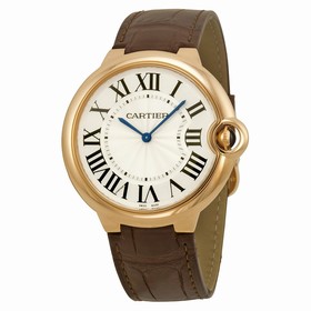 Cartier Ballon Bleu Silver Dial Brown Alligator Leather Men's Watch W6920083