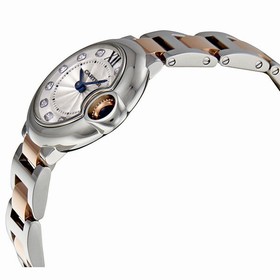 Cartier Ballon Bleu Silver Dial Steel and 18kt Rose Gold Ladies Watch WE902030