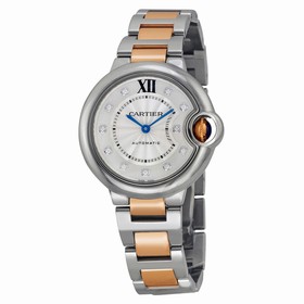 Cartier Ballon Bleu Silver Dial Steel and 18kt Rose Gold Men's Watch WE902061