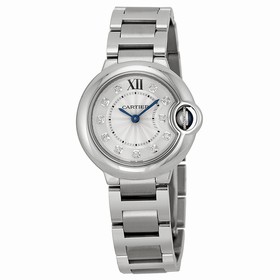 Cartier Ballon Bleu Silver Diamond Dial Stainless Steel Ladies Watch WE902073