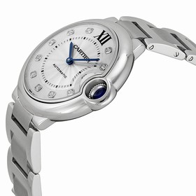 Cartier Ballon Bleu Silver Diamond Dial Stainless Steel Unisex Watch WE902075