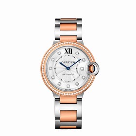 Cartier Ballon Bleu Silver Diamond Dial Steel and Rose Gold Ladies Watch WE902077
