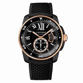 Cartier Calibre De Cartier Diver Black Dial 18 Carat Rose Gold Bezel Automatic Men's Watch W2CA0004