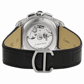 Cartier Calibre de Cartier Silver Dial Black Leather Automatic Men's Watch W7100046