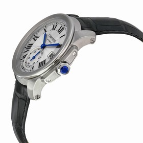 Cartier Calibre de Cartier Silver Dial Black Leather Men's Watch WSCA0003