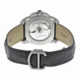 Cartier Calibre de Cartier Silver Dial Black Leather Men's Watch WSCA0003