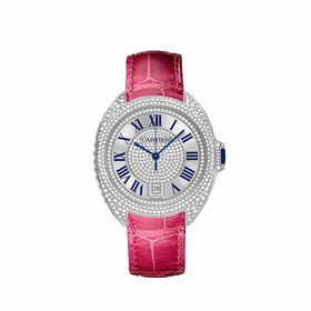 Cartier Clé 18K White Gold Set with Diamonds Dial Ladies Watch WJCL0019