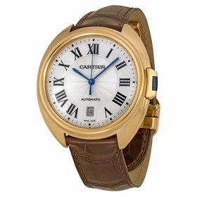 Cartier Cle Silver Flinque Dial 18K Rose GOld Automatic Men's Watch WGCL0004