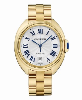 Cartier Clé Silvered Flinqué Dial 18k Yellow Gold Men's Watch WGCL0003
