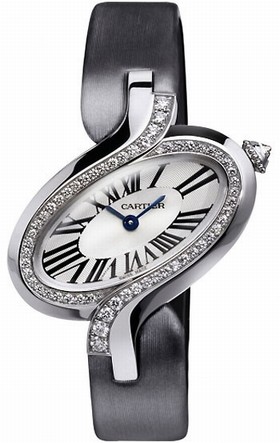Cartier Delices de Cartier Silver Dial Satin Strap Ladies Watch WG800018