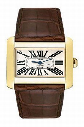 Cartier Divan White Dial 18K Yellow Gold Automatic Ladies Watch W6300856