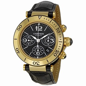 Cartier Pasha 18k Yellow Gold Black Dial Chronograph Men's Watch W3030017